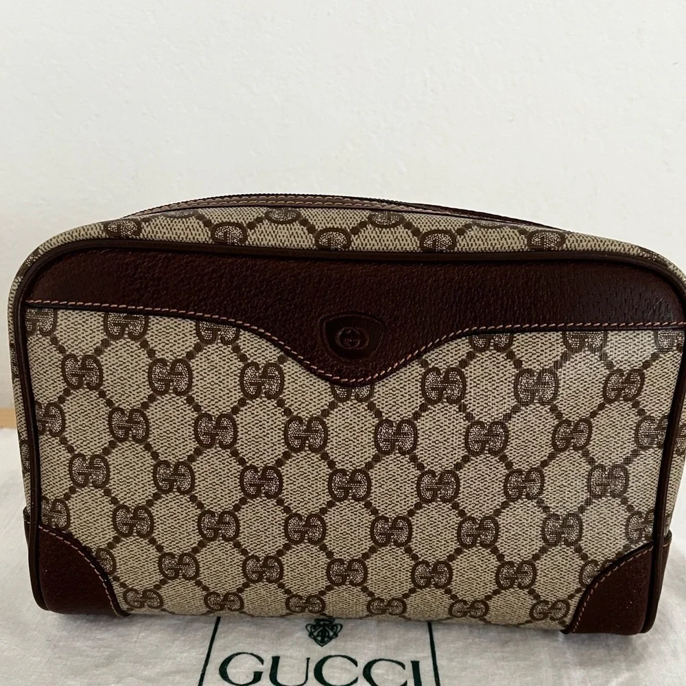 Vintage Gucci GG Supreme Cosmetic Clutch Accessory Collection Late 70s-Early 80s